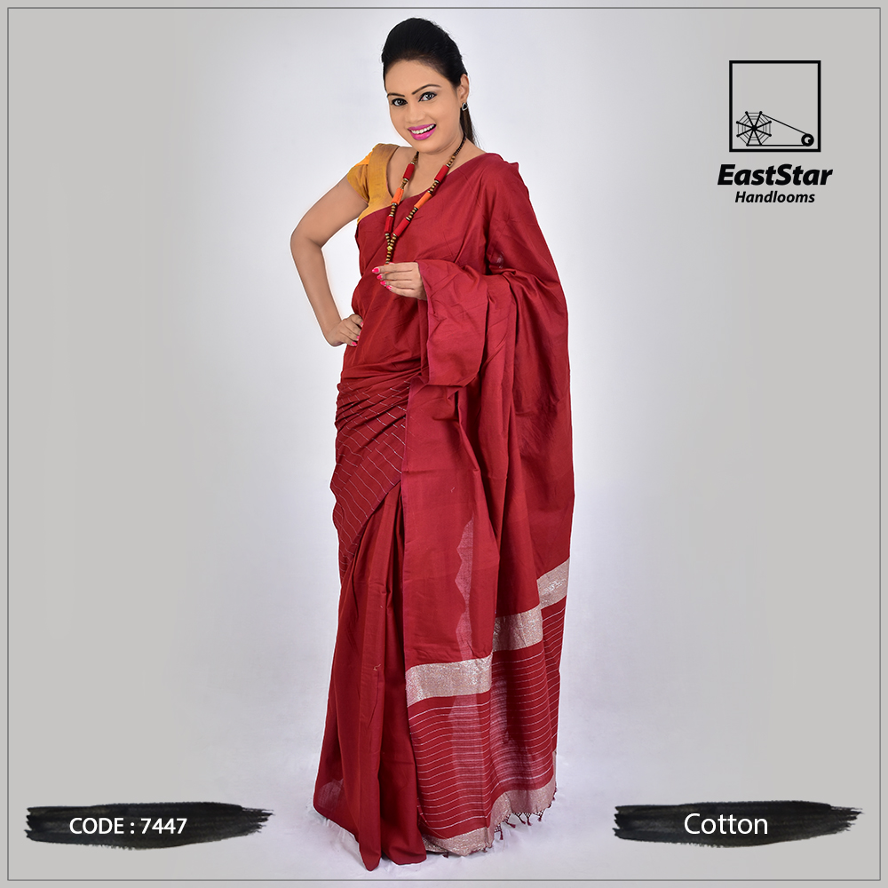 Soil Wine Handloom Cotton Saree 7447 East Star Handlooms