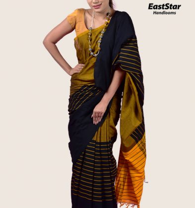 Mustard Yellow Handloom Cotton Saree DC183