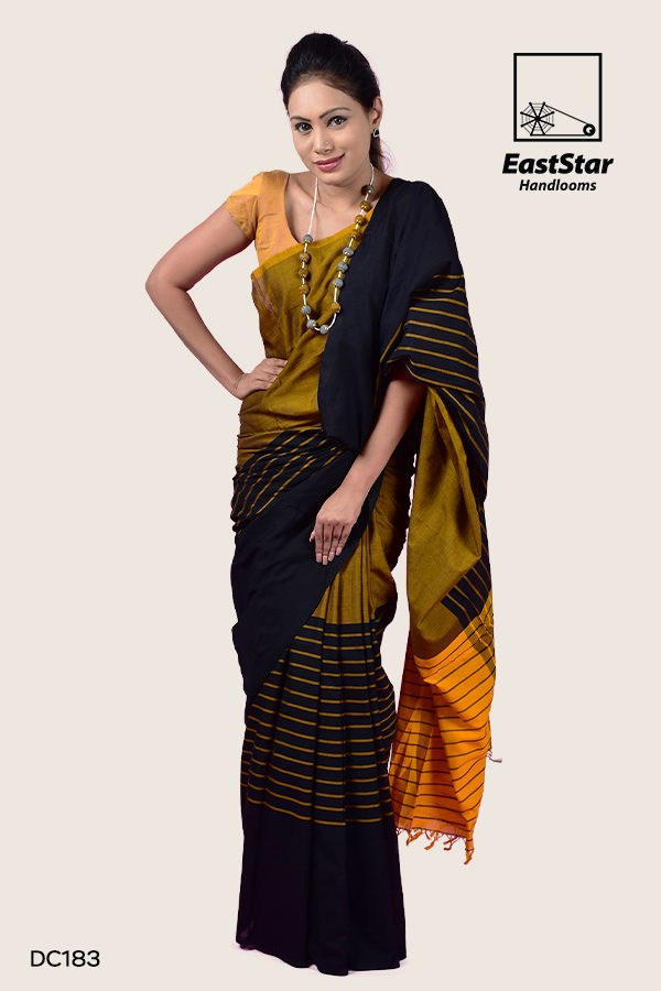 Mustard Yellow Handloom Cotton Saree
