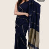 Navy Blue and Sand style handloom saree, linen, batticaloa