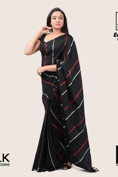 Blackberry Striped Handloom Silk Saree FS966