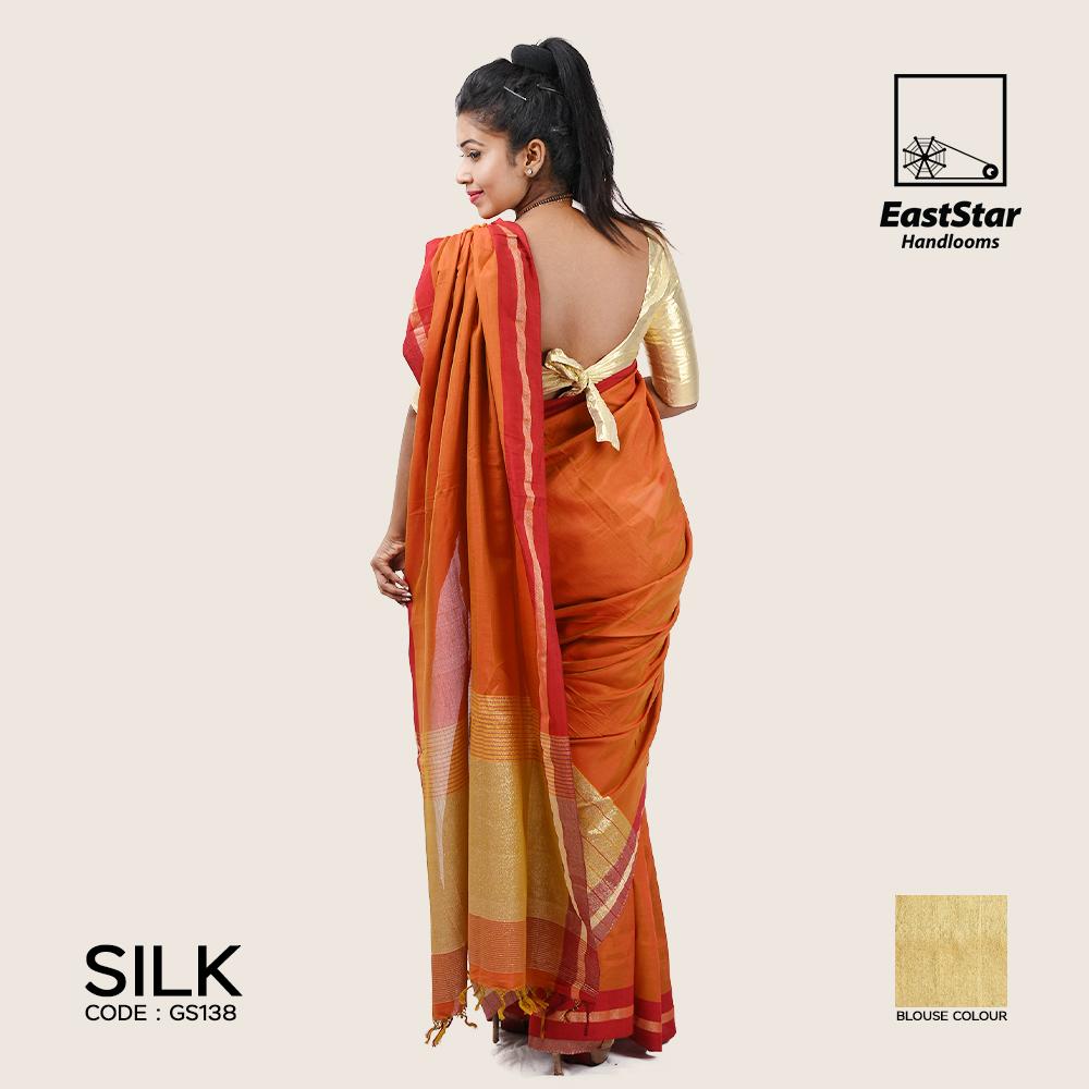 Hessonite Garnet Handloom Silk Saree GS138 – East Star Handlooms