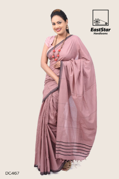 Pink Beige Handloom Cotton Saree DC467