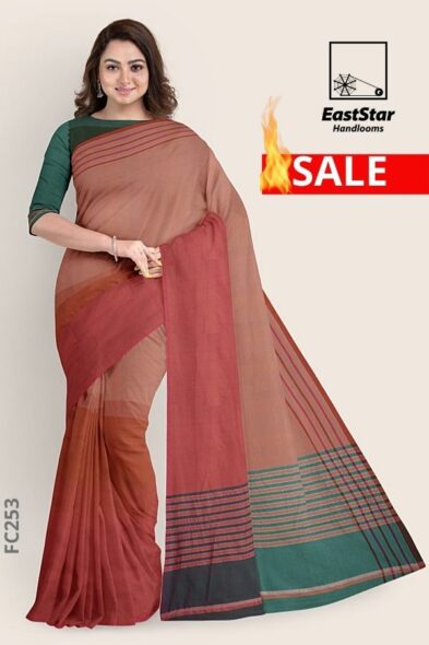 Orange & Hot Pink Cotton Saree FC253 Orange & Hot Pink Cotton Saree FC253