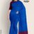 Blue & Red Puni Cotton Saree CP2048