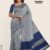 Silver & Navy Blue  Silk Handlooms Saree  JS158