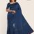 Navy Blue Glossy Cotton Saree G2011