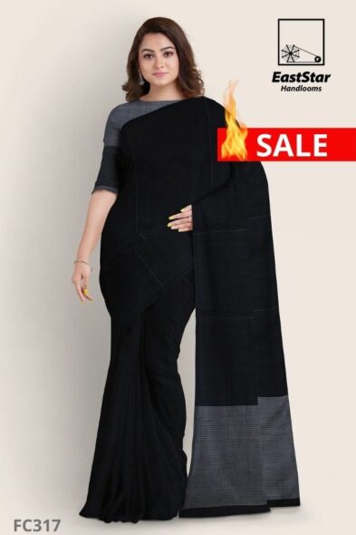 Silver & Black Handloom Cotton Saree FC317 Silver & Black Handloom Cotton Saree FC317