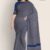 Gray & Royal Blue Glossy Cotton Saree G1954