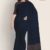 Navy Blue & Beige Glossy Cotton Saree G2092
