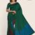 Dark Green Blue Handloom Silk Saree JS425