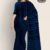 Navy Blue & Turquoise Blue Cotton Saree DC745