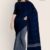 Navy blue & Silver Glossy Cotton Saree G2103