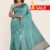 Aqua & Beige Handloom Silk Saree DS322
