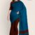 Peacock Blue & Red Cotton Saree DC965