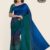 Blue & Green Searded Silk Saree JS614