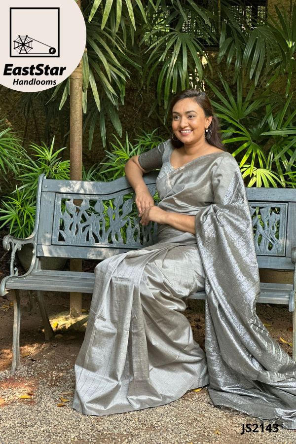 Buy Woven Cotton Linen Silk Saree in Grey Online | House of Laxmi –  houseoflaxmi