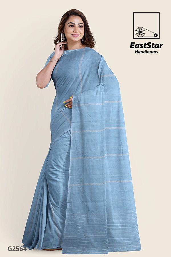 Sky Blue Handloom Cotton Saree G2564 Sky Blue Handloom Cotton Saree G2564