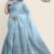 Grey Blue Handloom Glossy Cotton Saree G2560