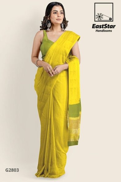 Yellow Handlooms Glossy Cotton Saree G2803