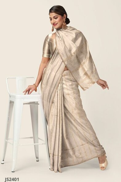 Cream Handlooms Silk Saree JS2401