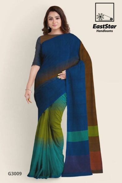 Blue Shade Glossy Cotton Saree G3009