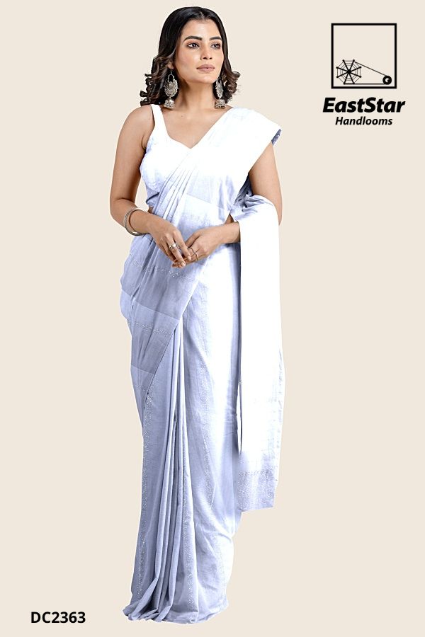 White Handloom Cotton Saree DC2363 White Handloom Cotton Saree DC2363