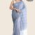 Gray And white Handloom Glossy Cotton Saree G3049