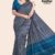 Grey And Blue Handloom Silk Saree JS3034