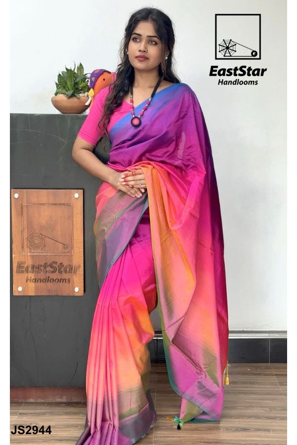 Color Full Handloom Silk Saree JS2944