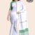 White Green Handloom Cotton Saree DC2560