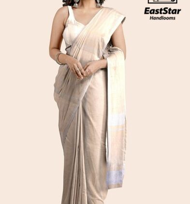 Yellow Handloom Glossy Cotton Saree G3431