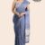 Grey Blue Handloom Glossy Cotton Saree G3463