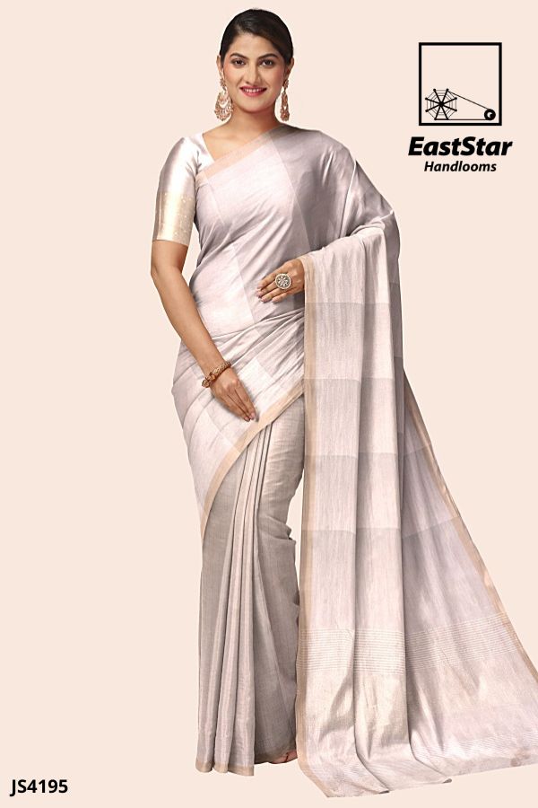 Dusty Grey Handloom Silk Saree JS4195 Dusty Grey Handloom Silk Saree JS4195