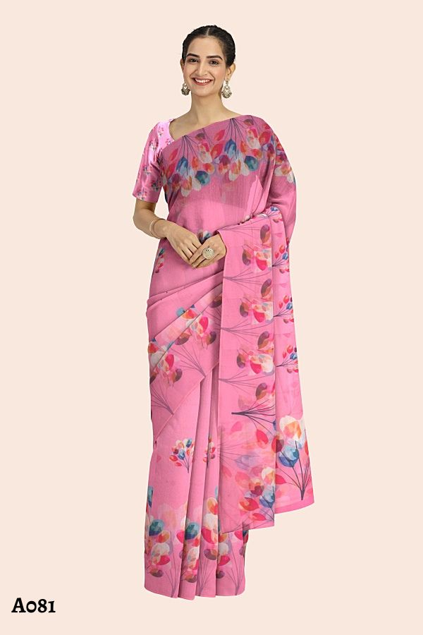 Pink Floral Indian Saree A081 Pink Floral Indian Saree A081