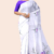 White Purple Indian Silk Saree A161