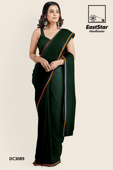 Dark Green Handloom Cotton Saree DC3089