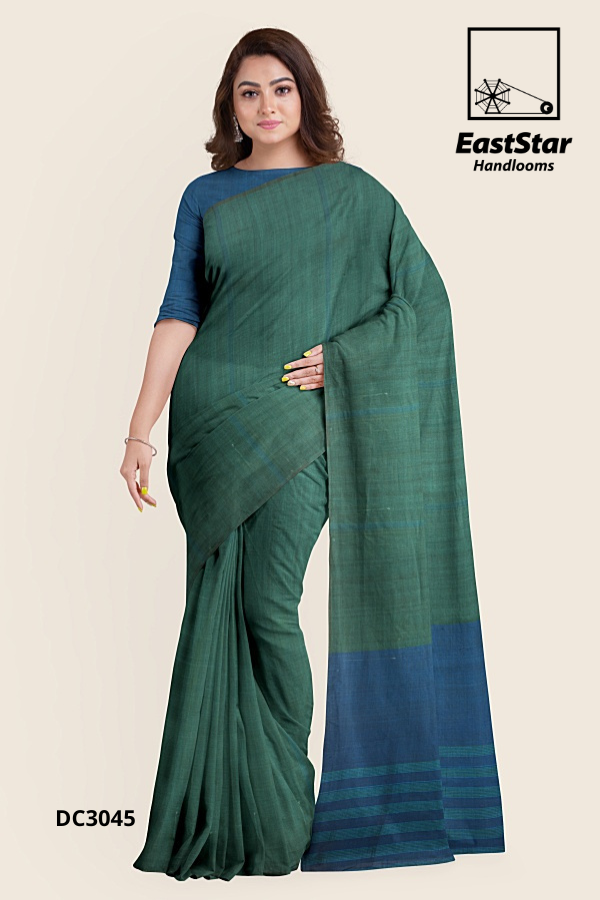 Green Handloom Cotton Saree DC3045