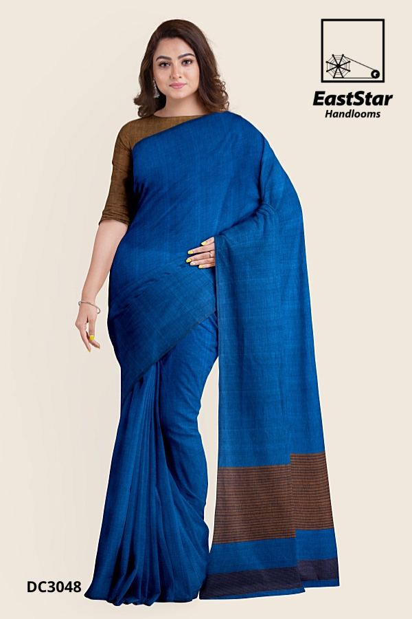 Blue Handloom Cotton Saree DC3048 Blue Handloom Cotton Saree DC3048