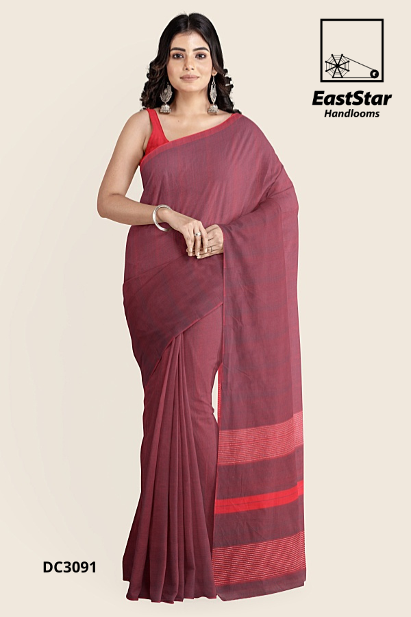 Maroon Handloom Cotton Saree DC3091 Maroon Handloom Cotton Saree DC3091