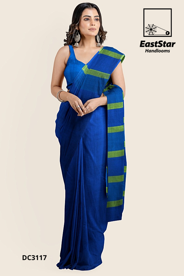 Blue Handloom Cotton Saree DC3117