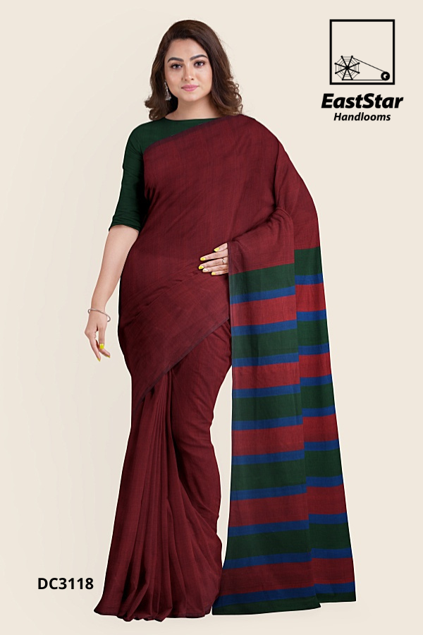 Maroon Handloom Cotton Saree DC3118 Maroon Handloom Cotton Saree DC3118