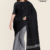 Black Grey Handloom Cotton Saree DC3122