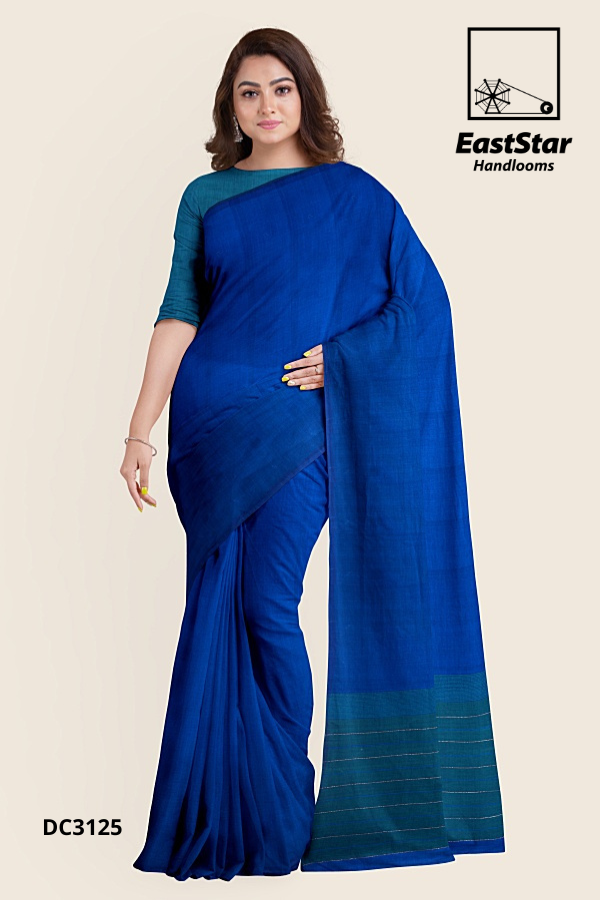 Deep Blue Handloom Cotton Saree DC3125 Deep Blue Handloom Cotton Saree DC3125