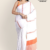 White Orange Handloom Cotton Saree DC3130