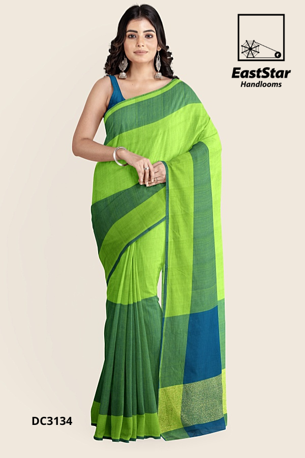 Green Handloom Cotton Saree DC3134