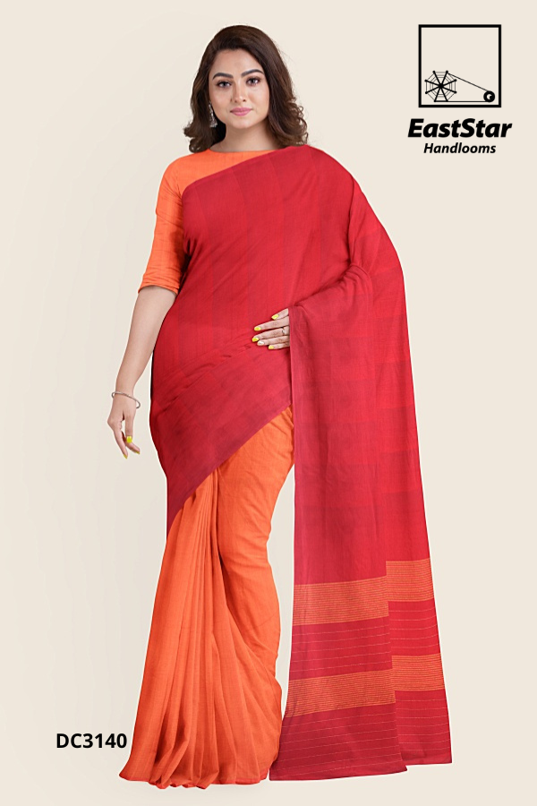 Red Orange Handloom Cotton Saree DC3140 Red Orange Handloom Cotton Saree DC3140