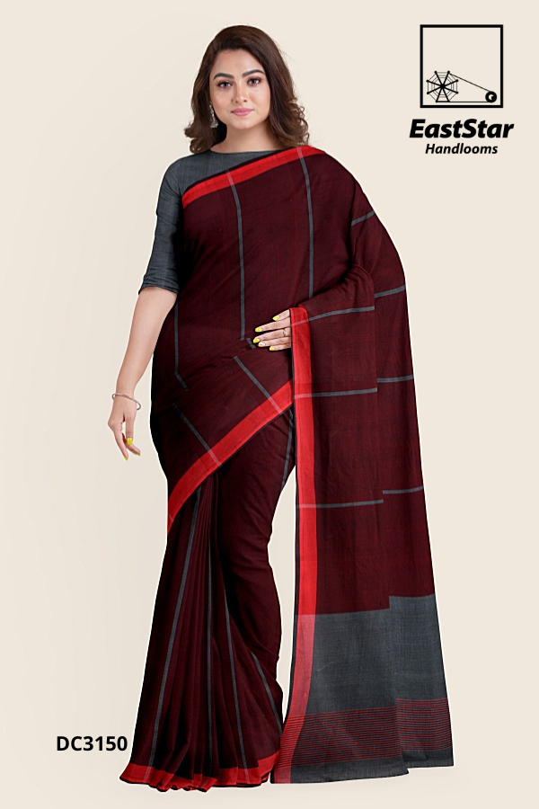 Maroon Handloom Cotton Saree DC3150