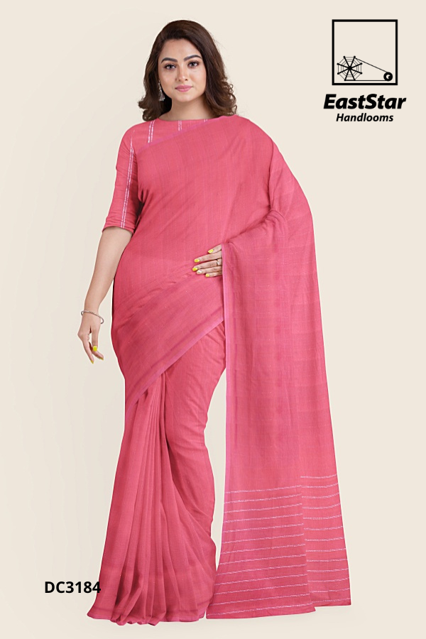 Exquisite Pink Handloom Cotton Saree DC3184