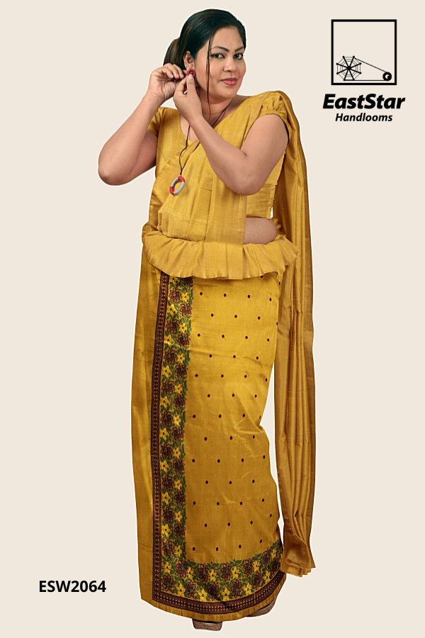 Mustard Yellow Embroidery Silk Saree ESW2064